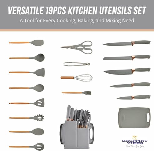 Premium 19pcs Kitchen Utensils Set: Professional & Stylish